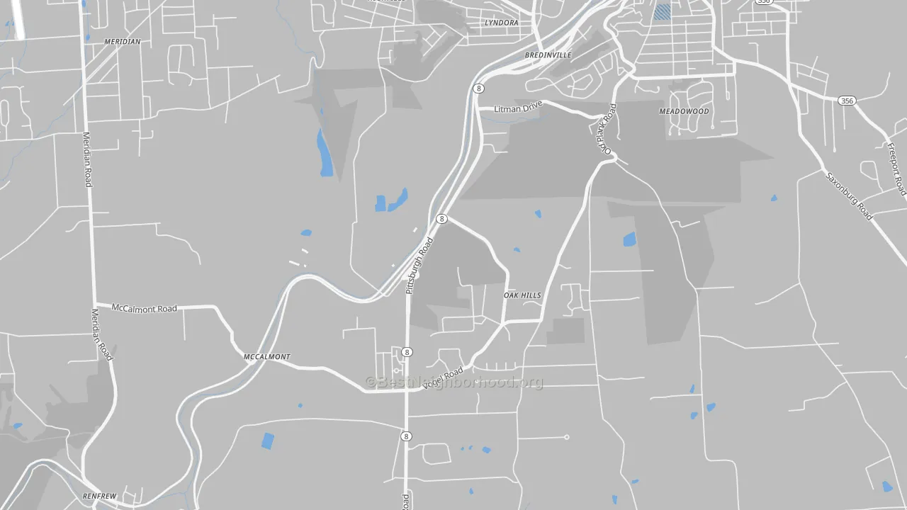 Transit Grade map of Oak Hills, PA