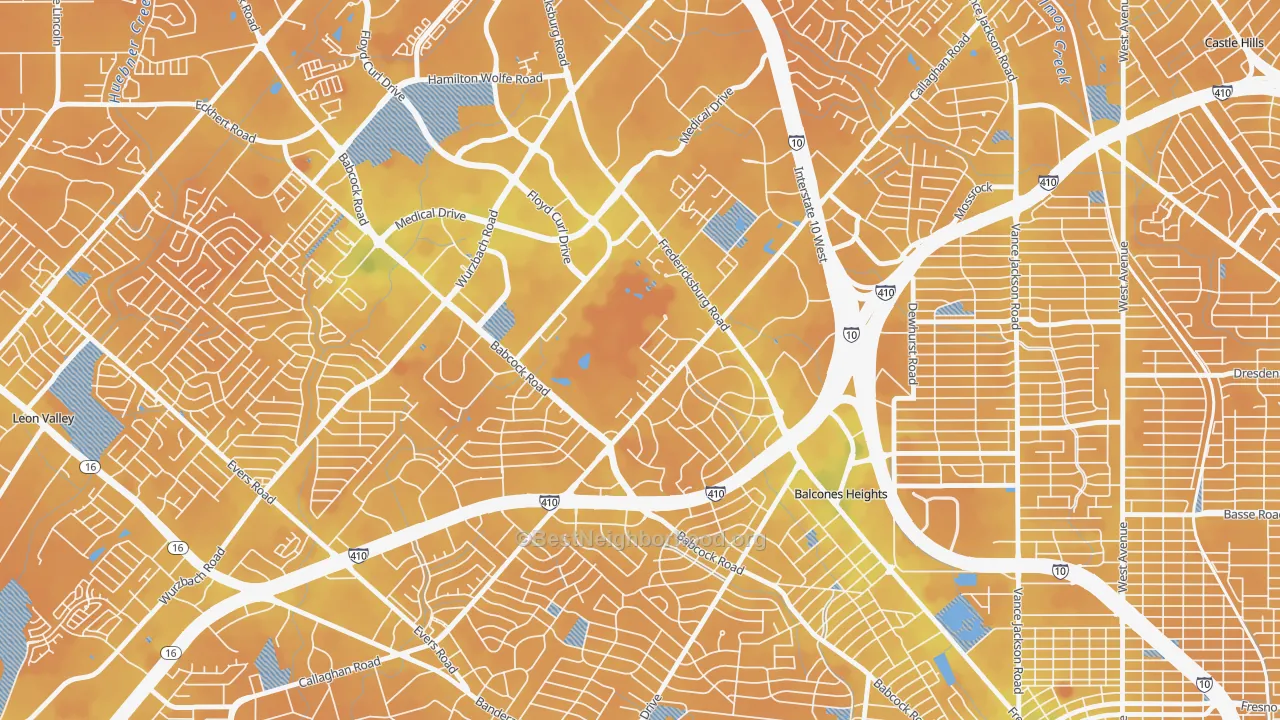 Transit Grade map of Oak Hills, San Antonio, TX