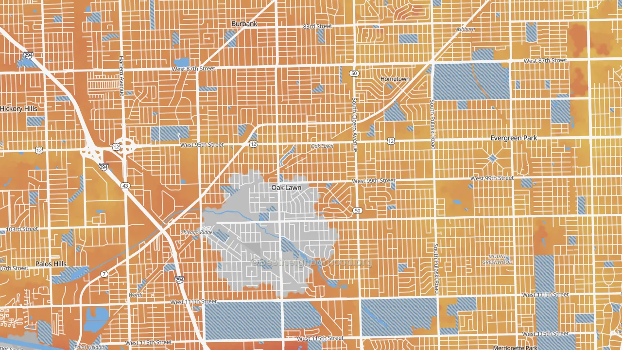 Transit Grade map of Oak Lawn, IL
