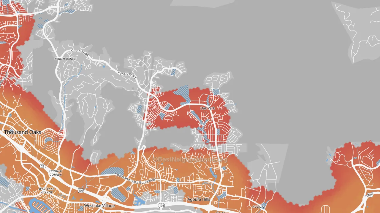 Transit Grade map of Oak Park, CA