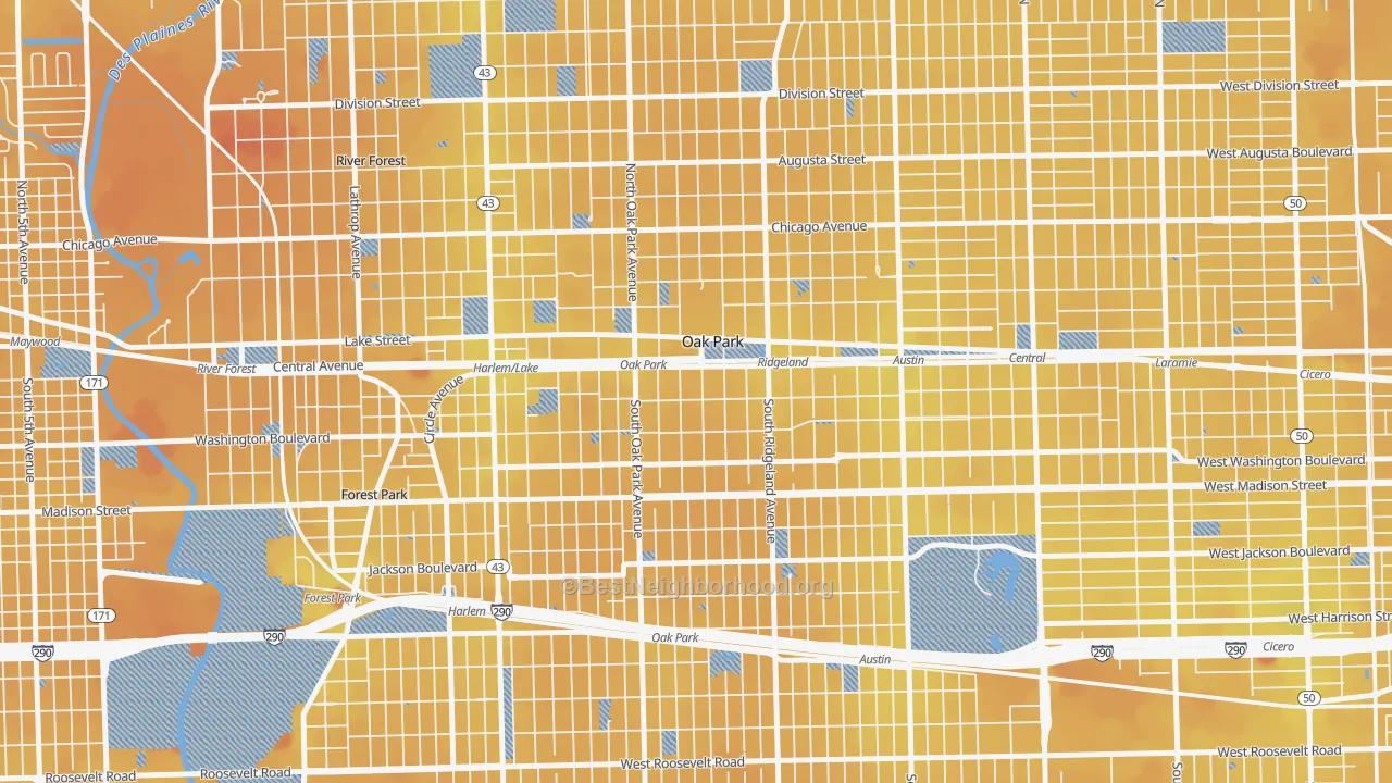 Transit Grade map of Oak Park, IL