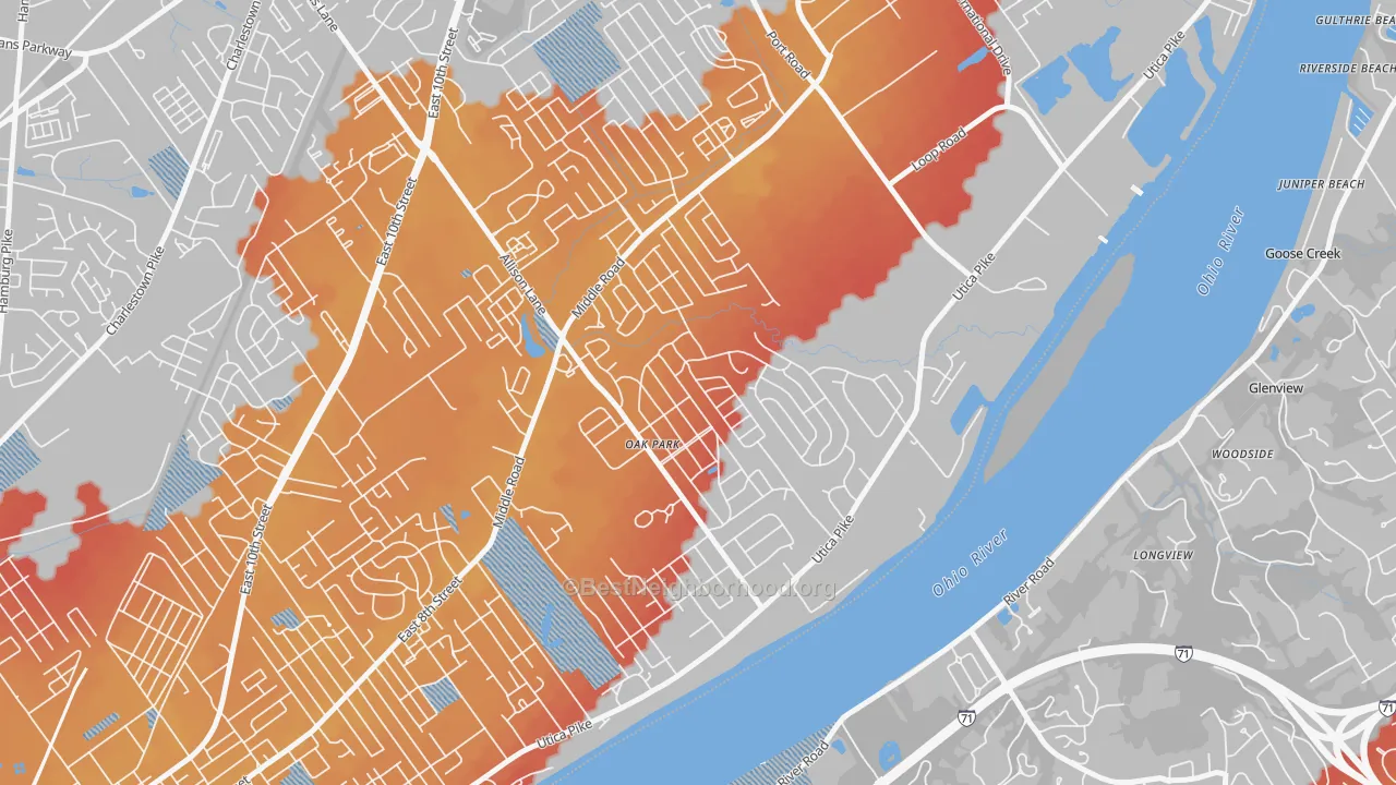 Transit Grade map of Oak Park, Jeffersonville, IN