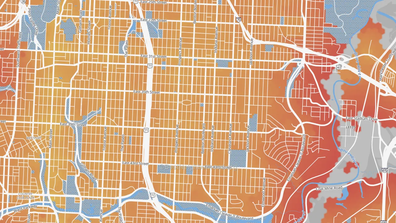 Transit Grade map of Oak Park Northwest, Kansas City, MO