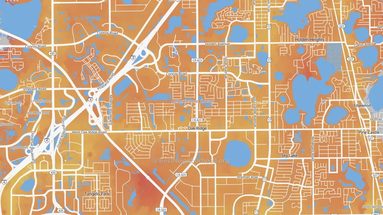 Transit Grade map of Oak Ridge, FL