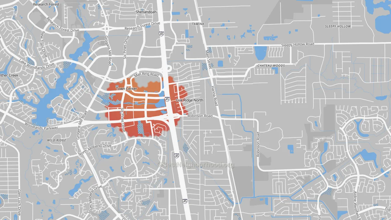Transit Grade map of Oak Ridge North, TX