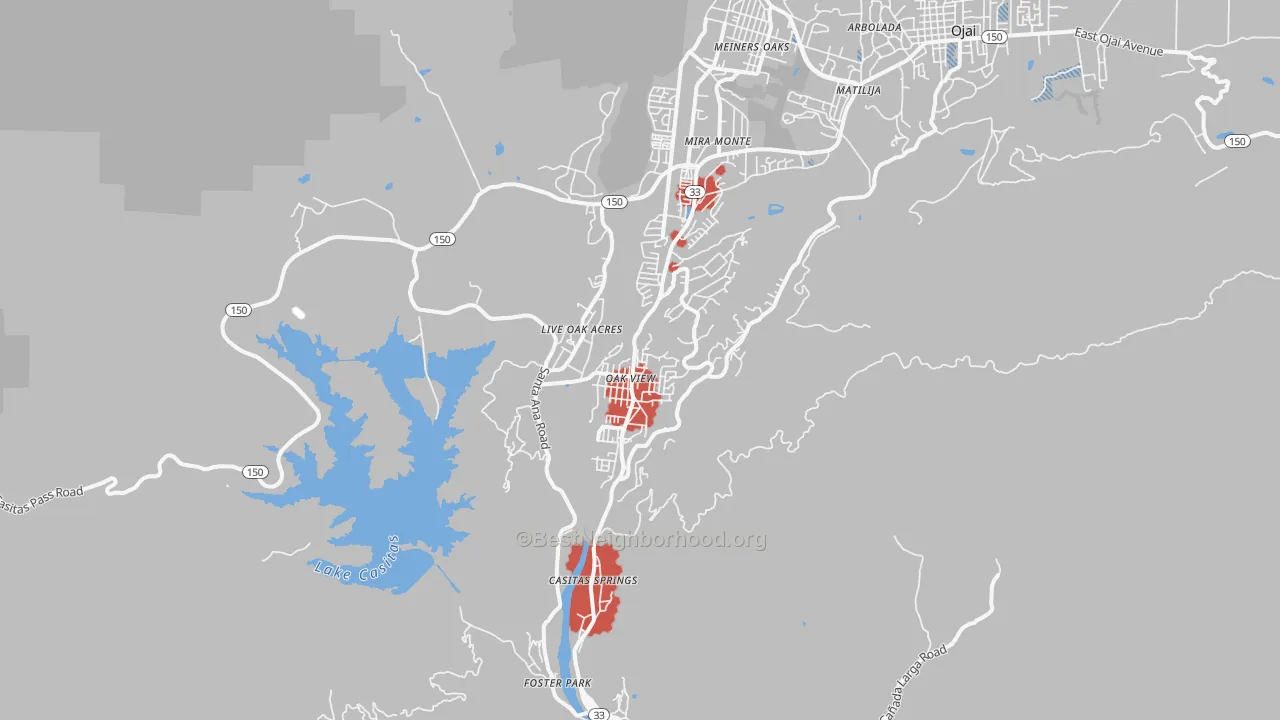 Transit Grade map of Oak View, CA