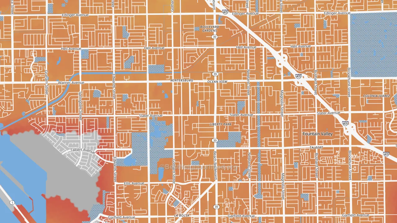 Transit Grade map of Oak View, Huntington Beach, CA