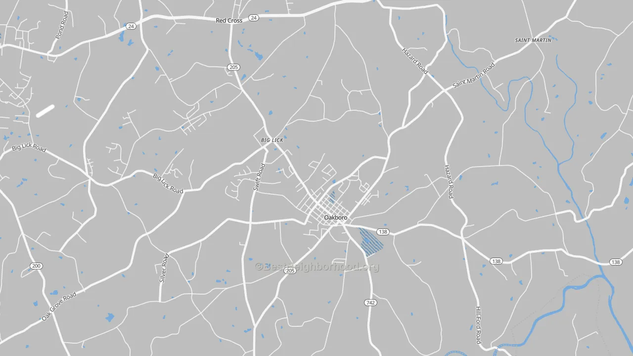 Transit Grade map of Oakboro, NC