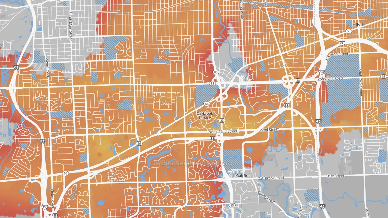 Transit Grade map of Oakbrook Terrace, IL