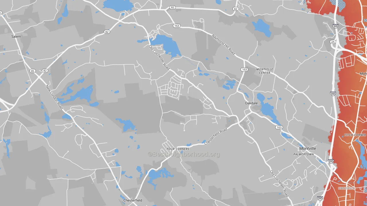 Transit Grade map of Oakdale, CT