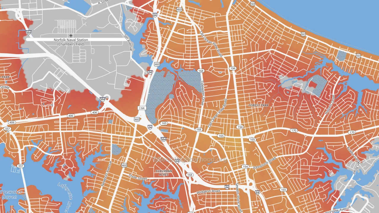 Transit Grade map of Oakdale Farms, Norfolk, VA