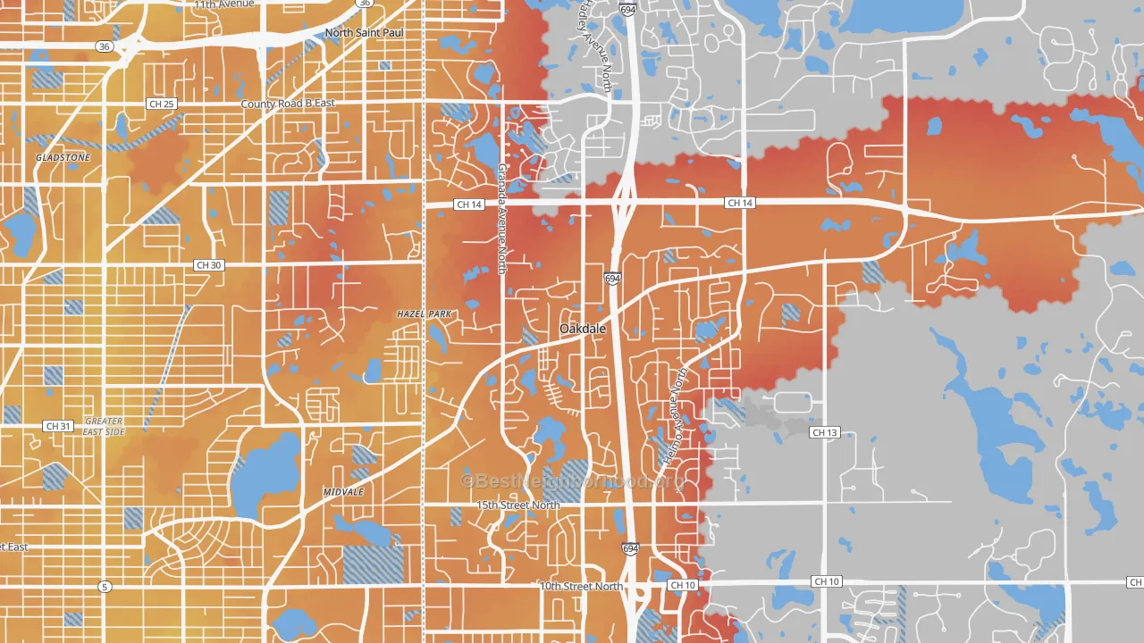 Transit Grade map of Oakdale, MN