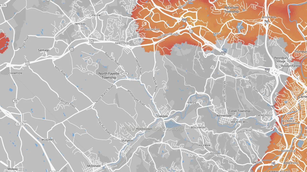 Transit Grade map of Oakdale, PA