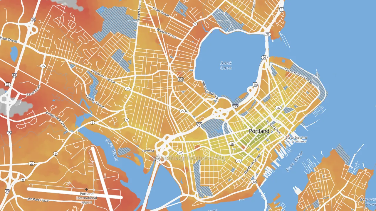 Transit Grade map of Oakdale, Portland, ME