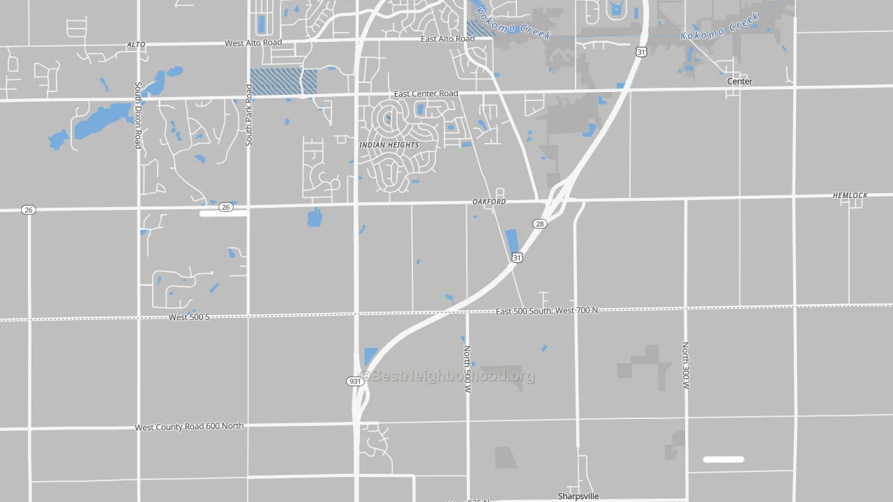 Transit Grade map of Oakford, IN
