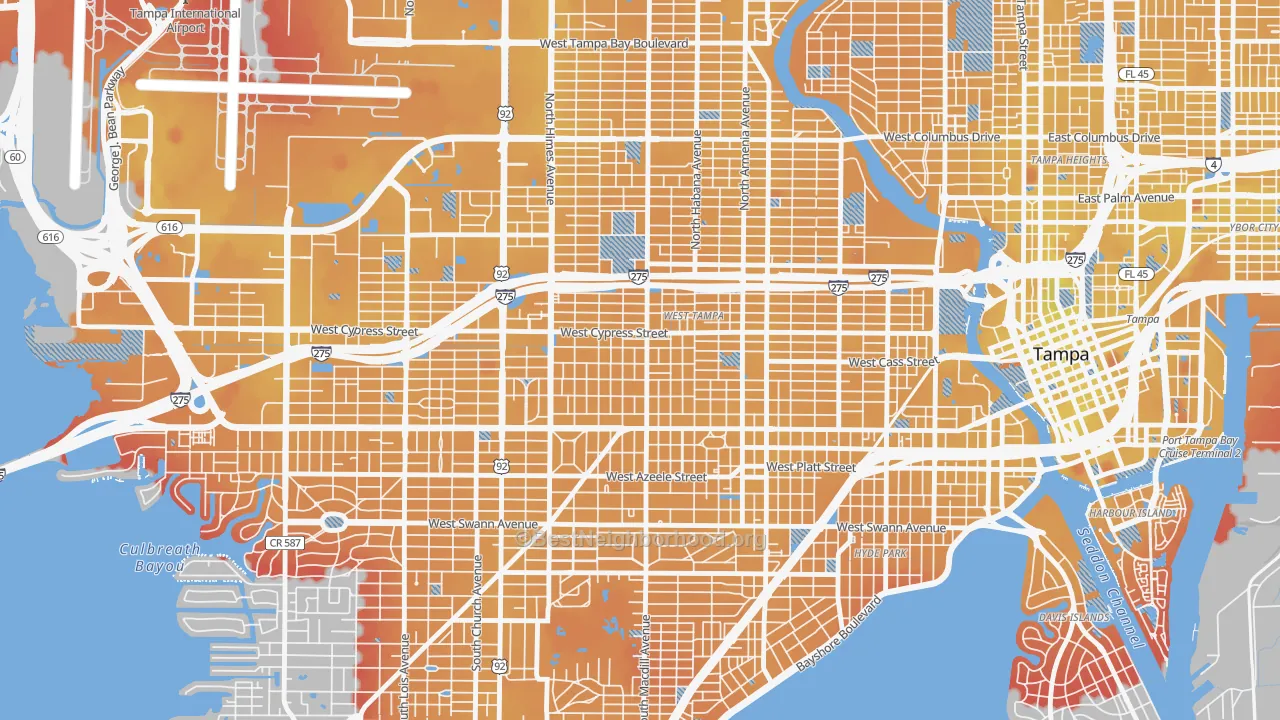 Transit Grade map of Oakford Park, Tampa, FL