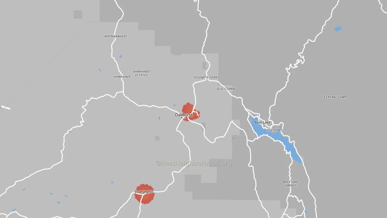 Transit Grade map of Oakhurst, CA