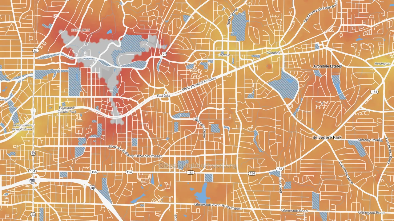 Transit Grade map of Oakhurst, Decatur, GA
