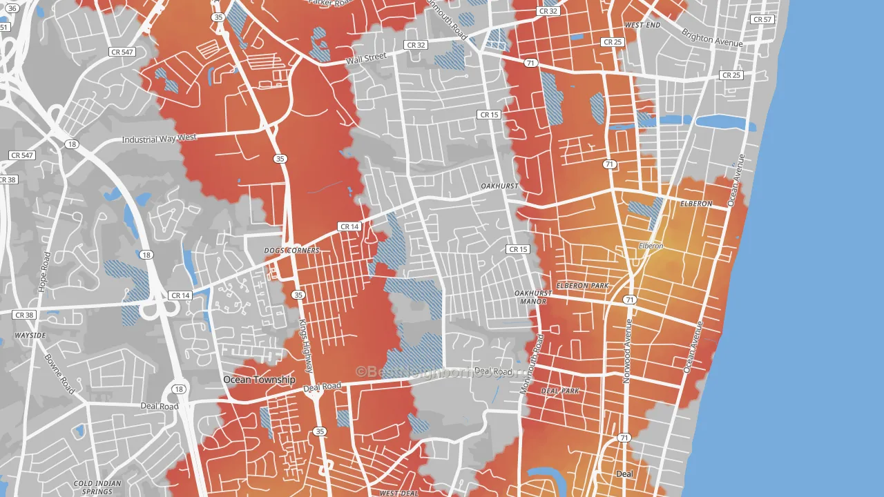 Transit Grade map of Oakhurst, NJ