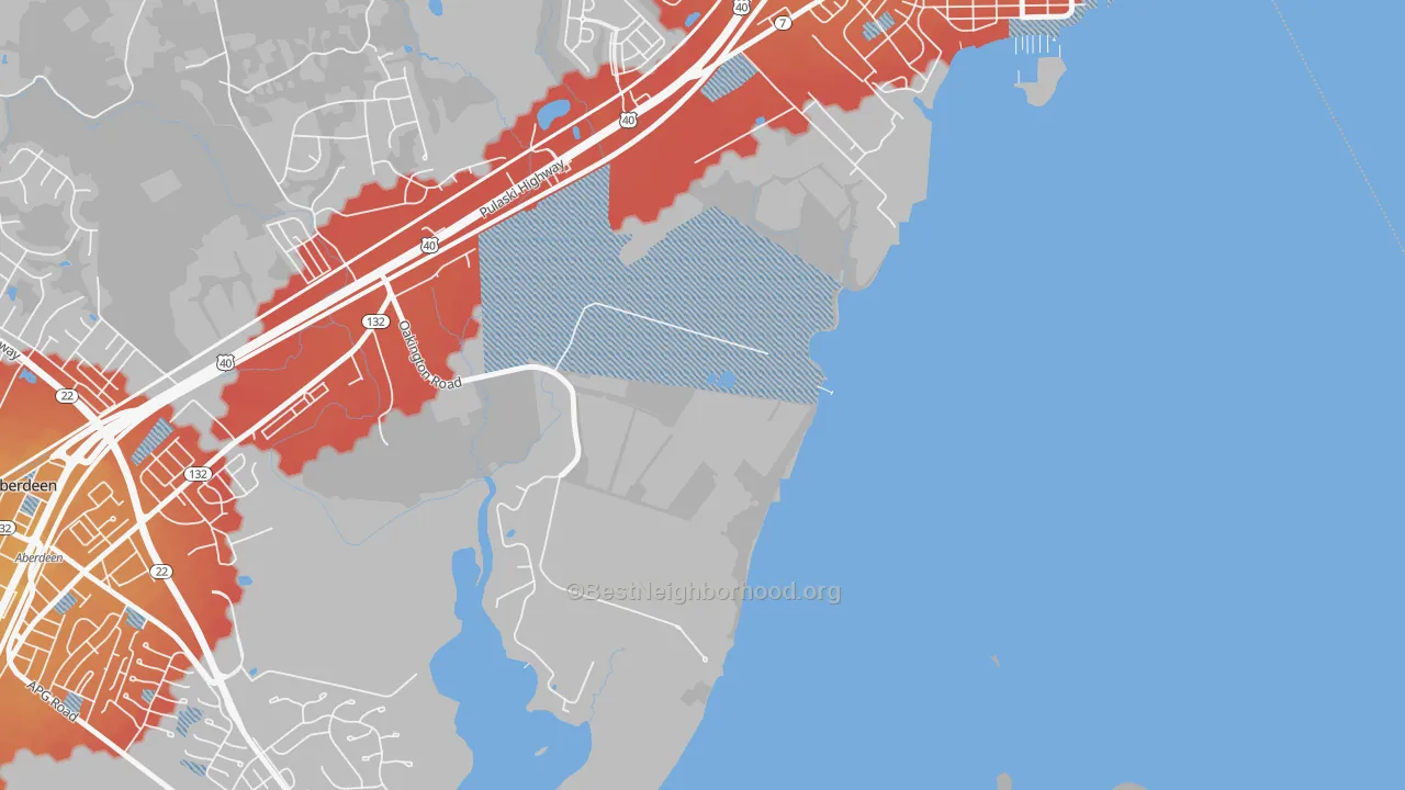 Transit Grade map of Oakington, MD