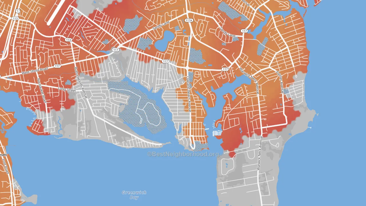 Transit Grade map of Oakland Beach, Warwick, RI