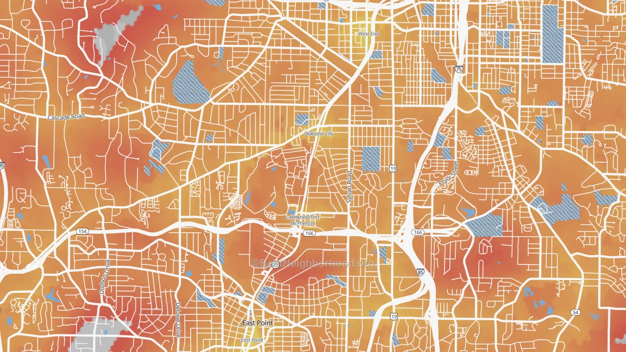 Transit Grade map of Oakland City, Atlanta, GA