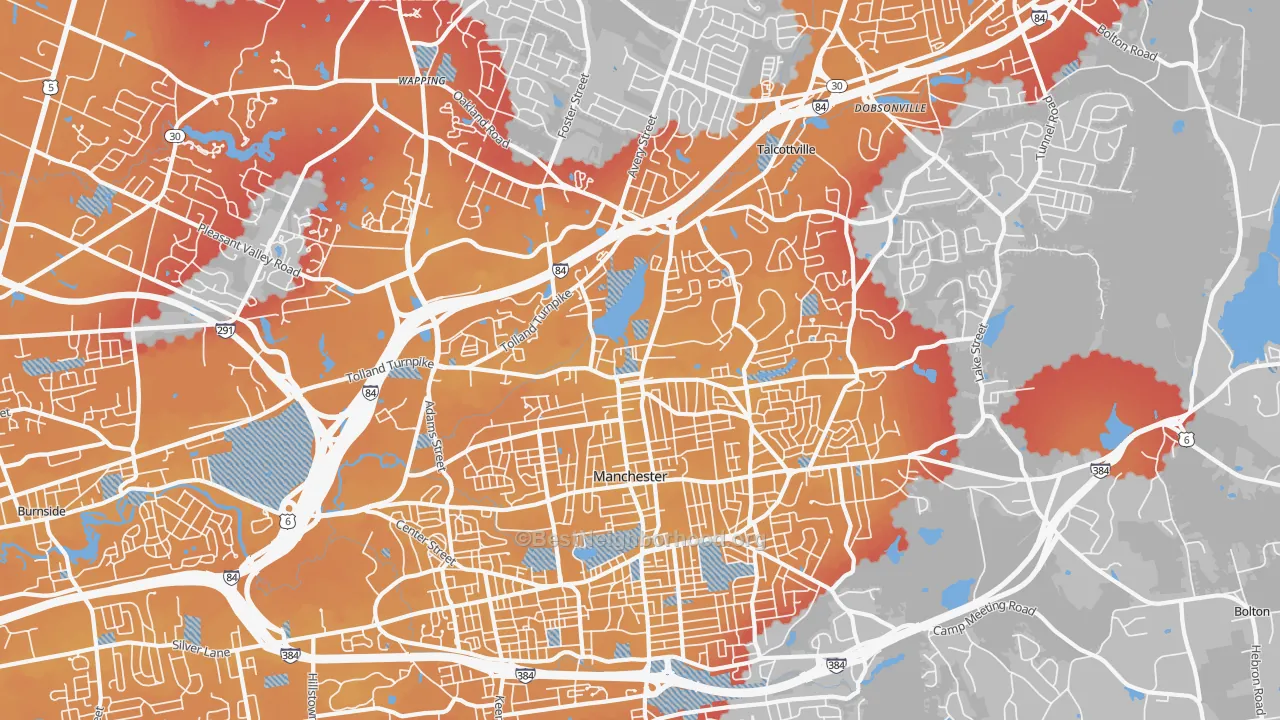 Transit Grade map of Oakland, CT