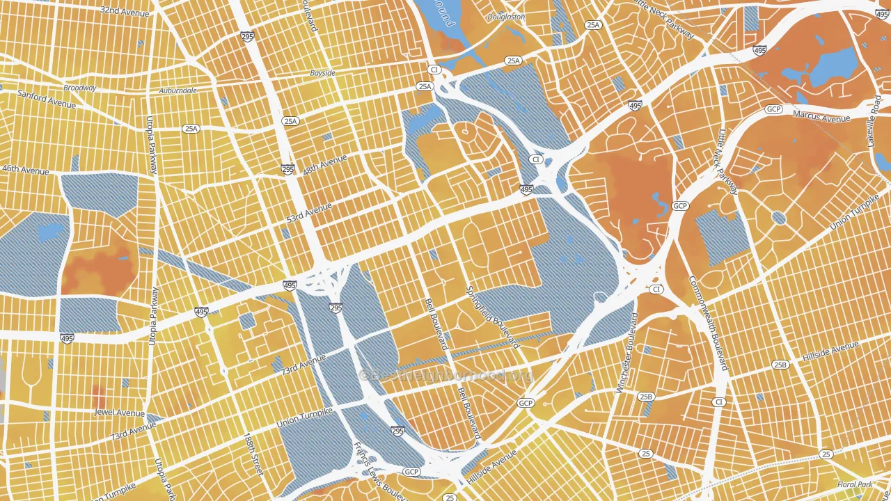 Transit Grade map of Oakland Gardens, Queens, NY