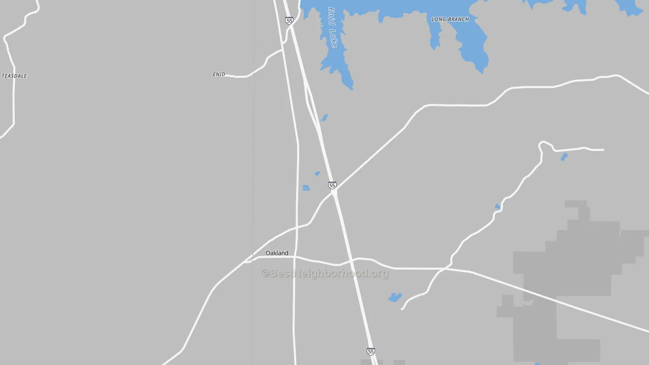 Transit Grade map of Oakland, MS