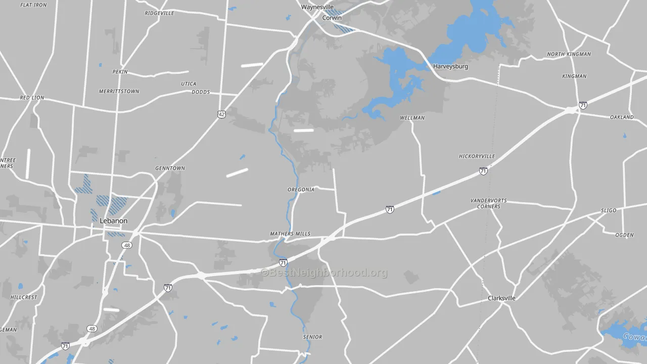 Transit Grade map of Oakland, OH