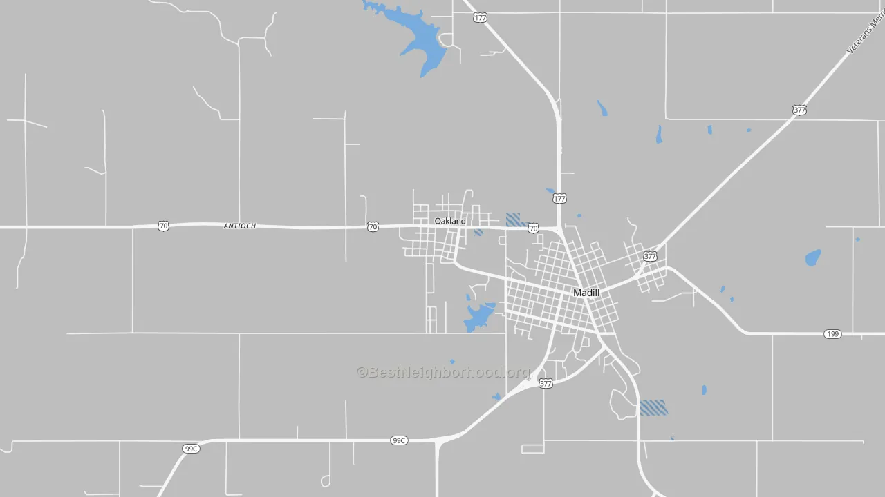 Transit Grade map of Oakland, OK
