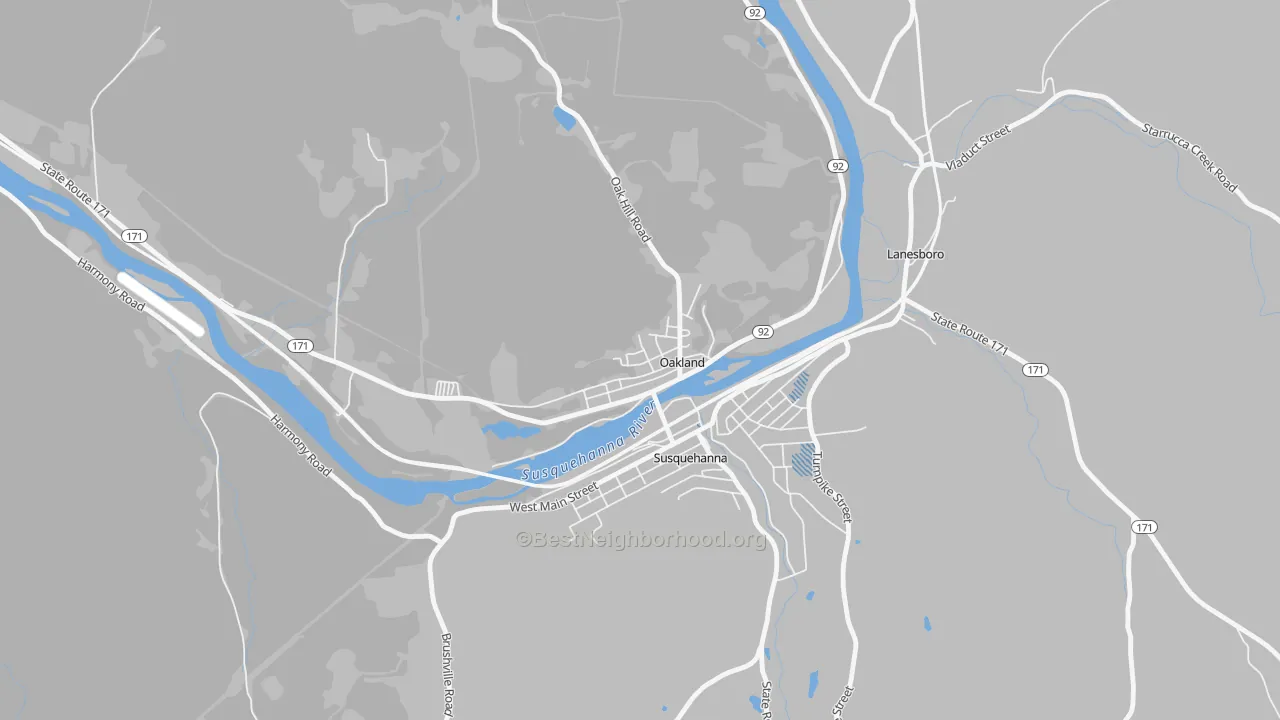 Transit Grade map of Oakland, PA