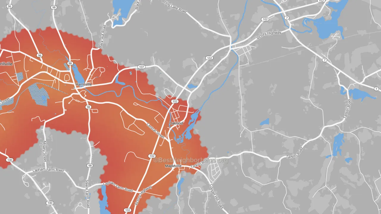 Transit Grade map of Oakland, RI