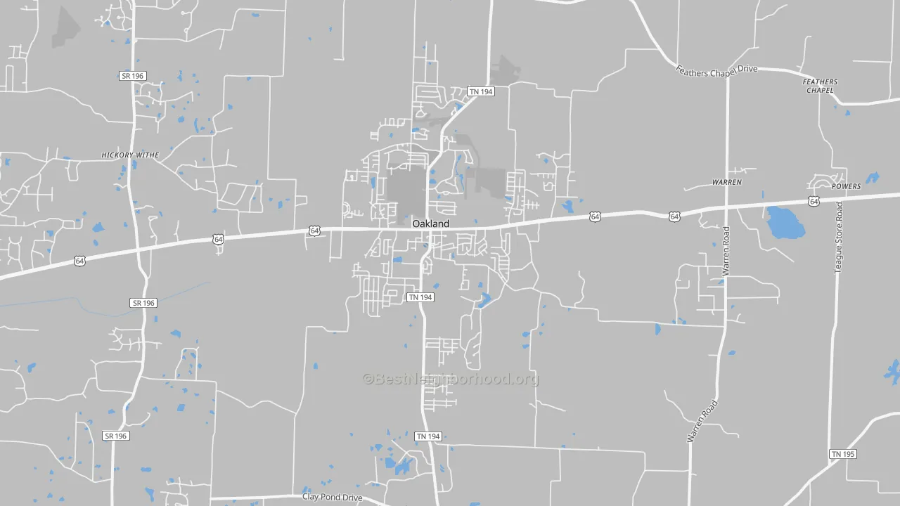Transit Grade map of Oakland, TN
