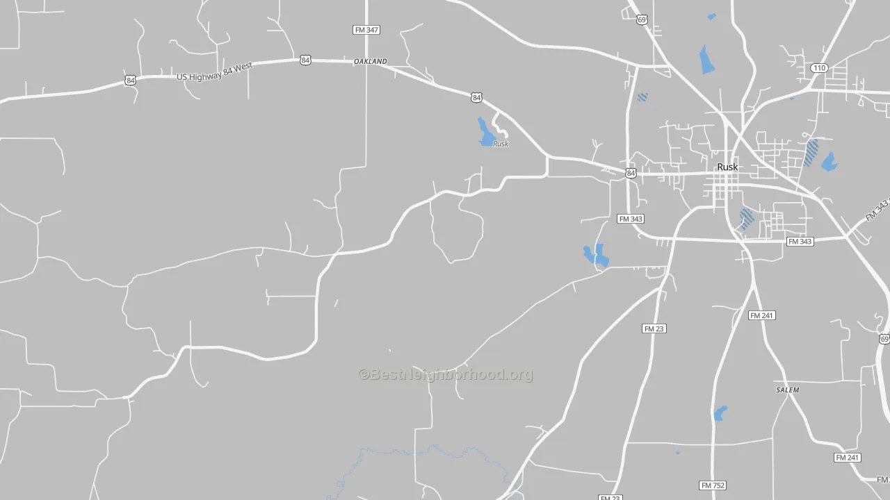 Transit Grade map of Oakland, TX