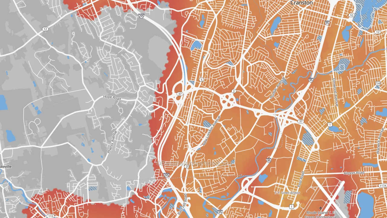 Transit Grade map of Oaklawn, Cranston, RI