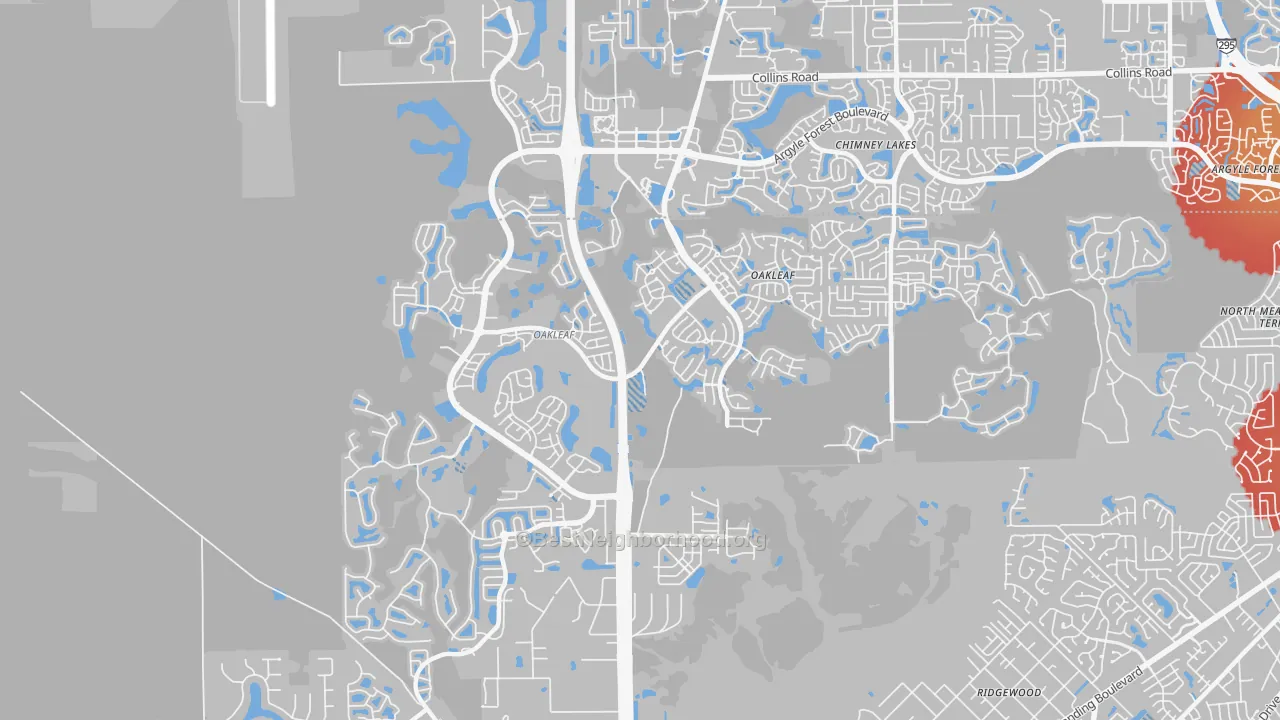 Transit Grade map of Oakleaf Plantation, FL