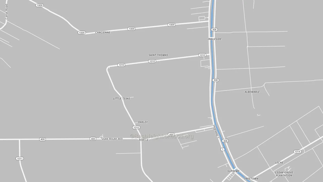 Transit Grade map of Oakley, LA