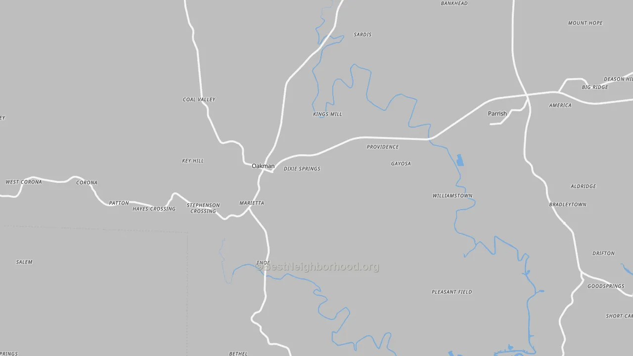 Transit Grade map of Oakman, AL