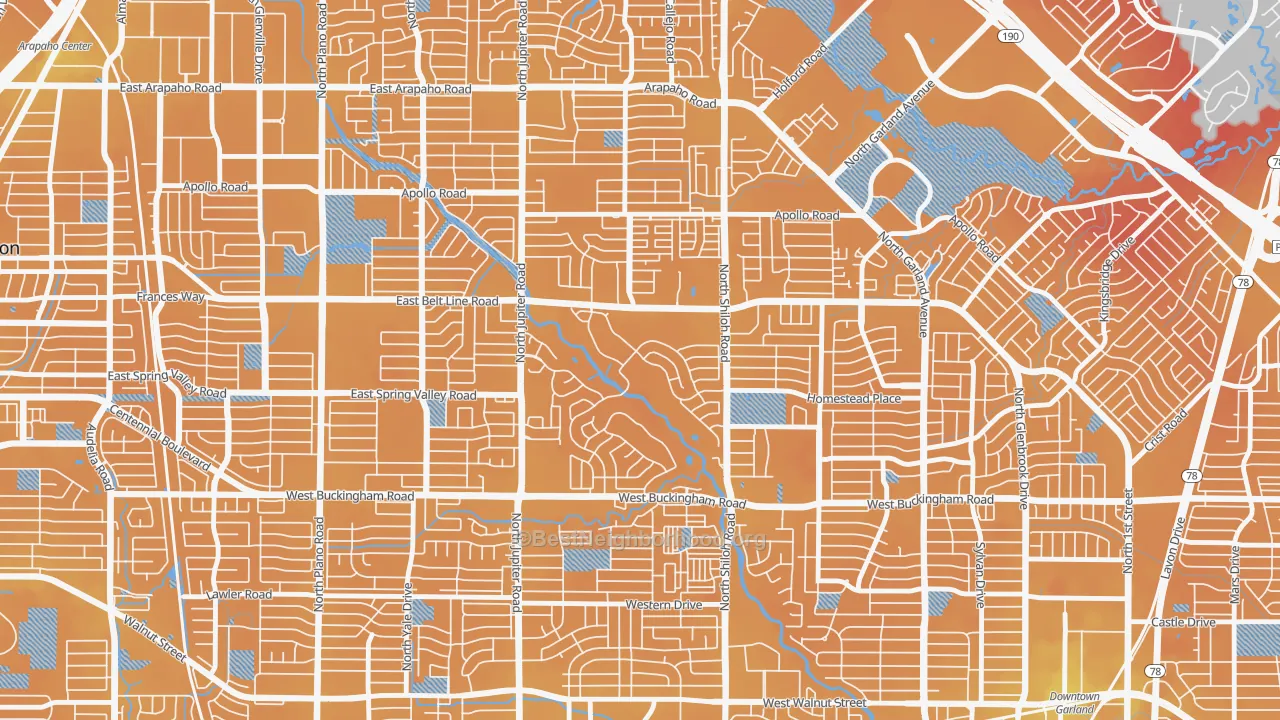 Transit Grade map of Oakridge, Garland, TX