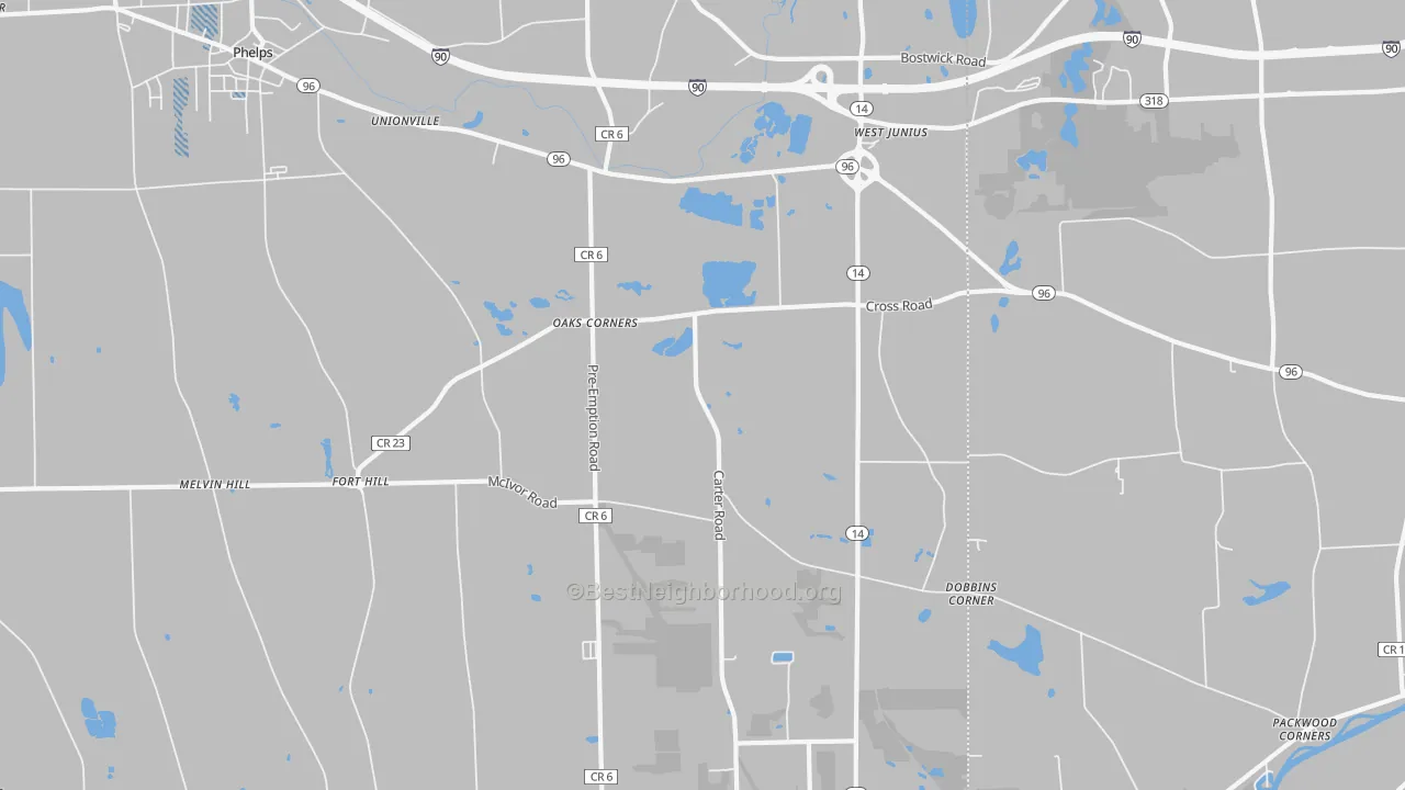 Transit Grade map of Oaks Corners, NY