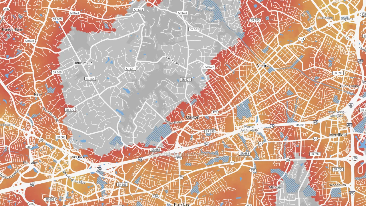 Transit Grade map of Oakton, VA