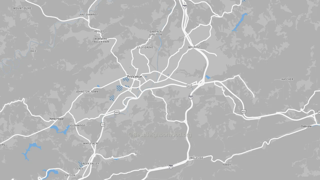 Transit Grade map of Oakvale, WV