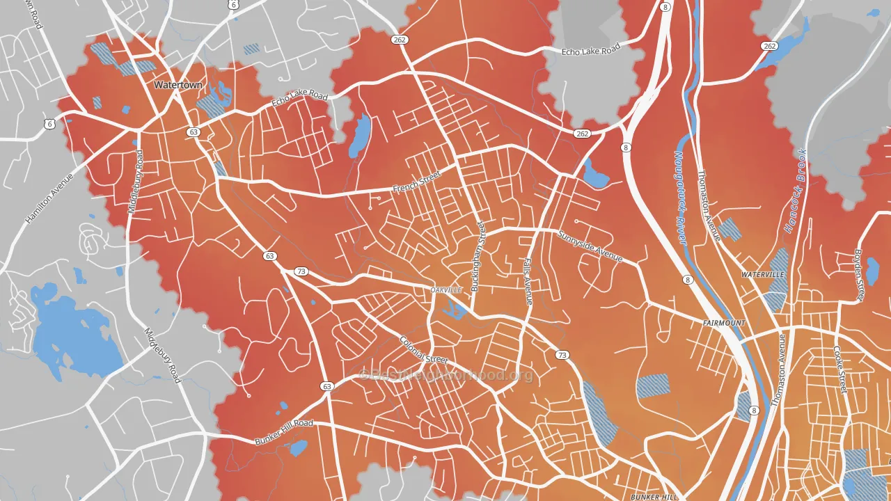 Transit Grade map of Oakville, CT