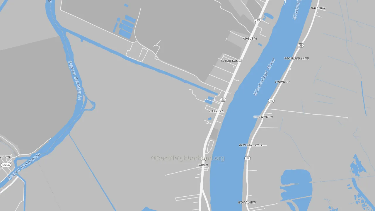 Transit Grade map of Oakville, LA