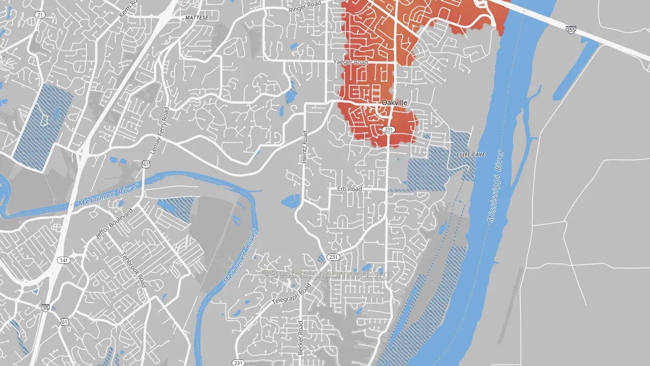 Transit Grade map of Oakville, MO