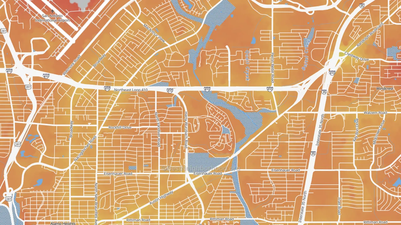 Transit Grade map of Oakwell Farms, San Antonio, TX