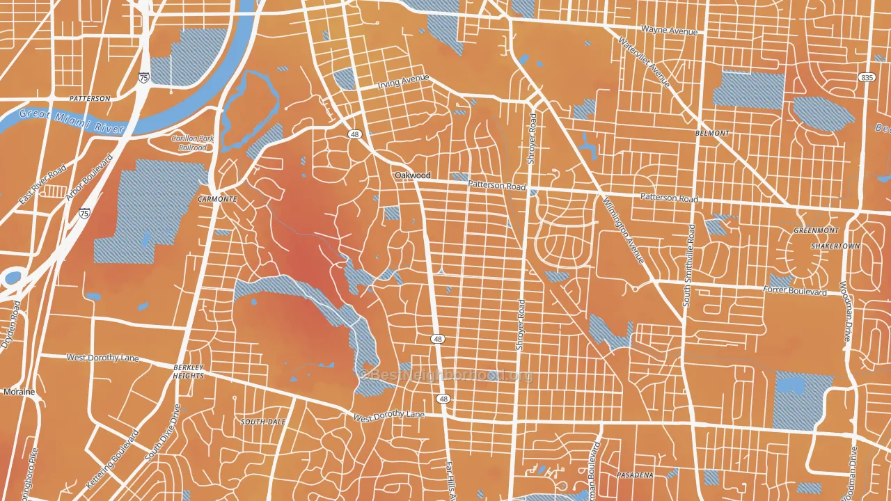 Transit Grade map of oakwood, Dayton, OH