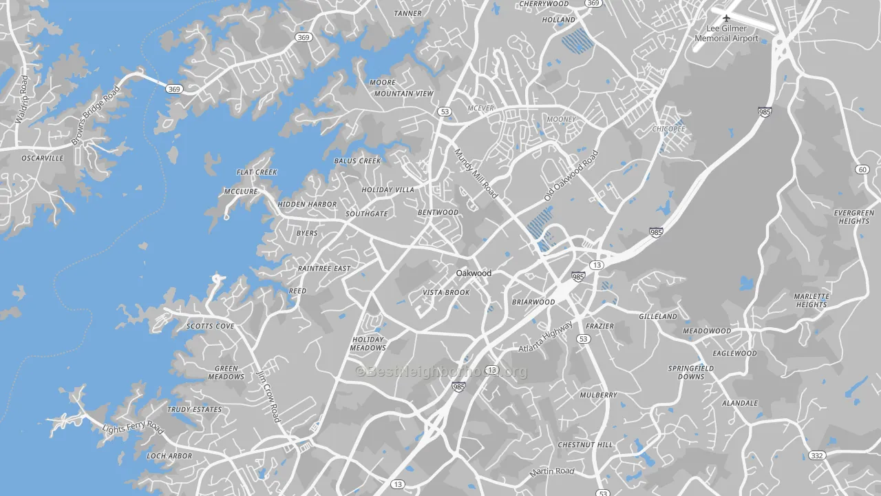 Transit Grade map of Oakwood, GA