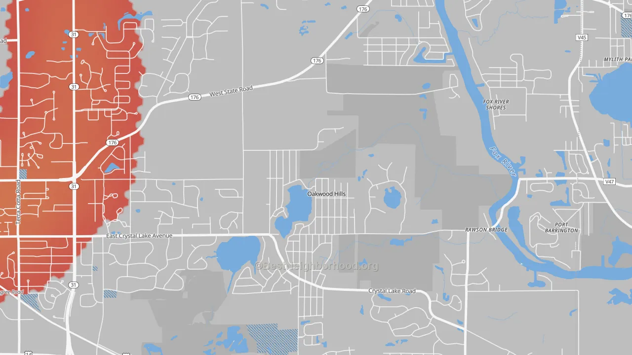 Transit Grade map of Oakwood Hills, IL